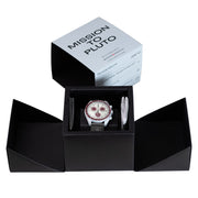 Swatch Omega Mission to Pluto Swatch Uhr mit Omega kollaboriert bekannt auch als Moon Watch in diesem Fall die Moon Swatch mit einem zuverlässigen Quarz Werk Farbe Grau mit bordeaux rot akzente Luxus in Vorarlberg Geschenkideen