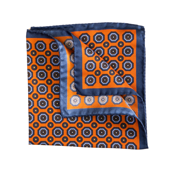 Pocket Square Alter Knabe - "Blue Bug Orange"