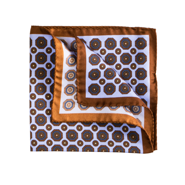 Pocket Square Alter Knabe - "Light Blue Bug Brown"