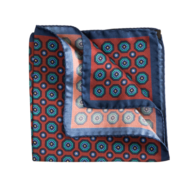 Pocket Square Alter Knabe - "Red Bug Navy Blue"