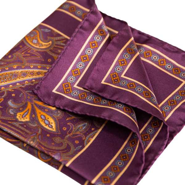 Pocket Square Alter Knabe - "Big Violette Paisley"