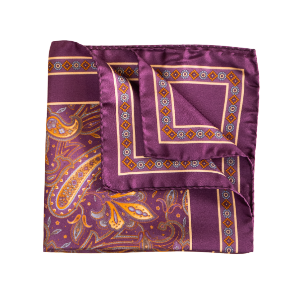 Pocket Square Alter Knabe - "Big Violette Paisley"