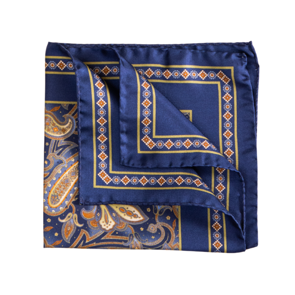 Pocket Square Alter Knabe - "Big Blue Paisley "