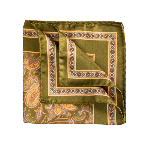 Pocket Square Alter Knabe - "Big Olive Paisley"