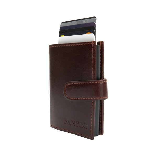 Pop-Up Leather card holder - Braun