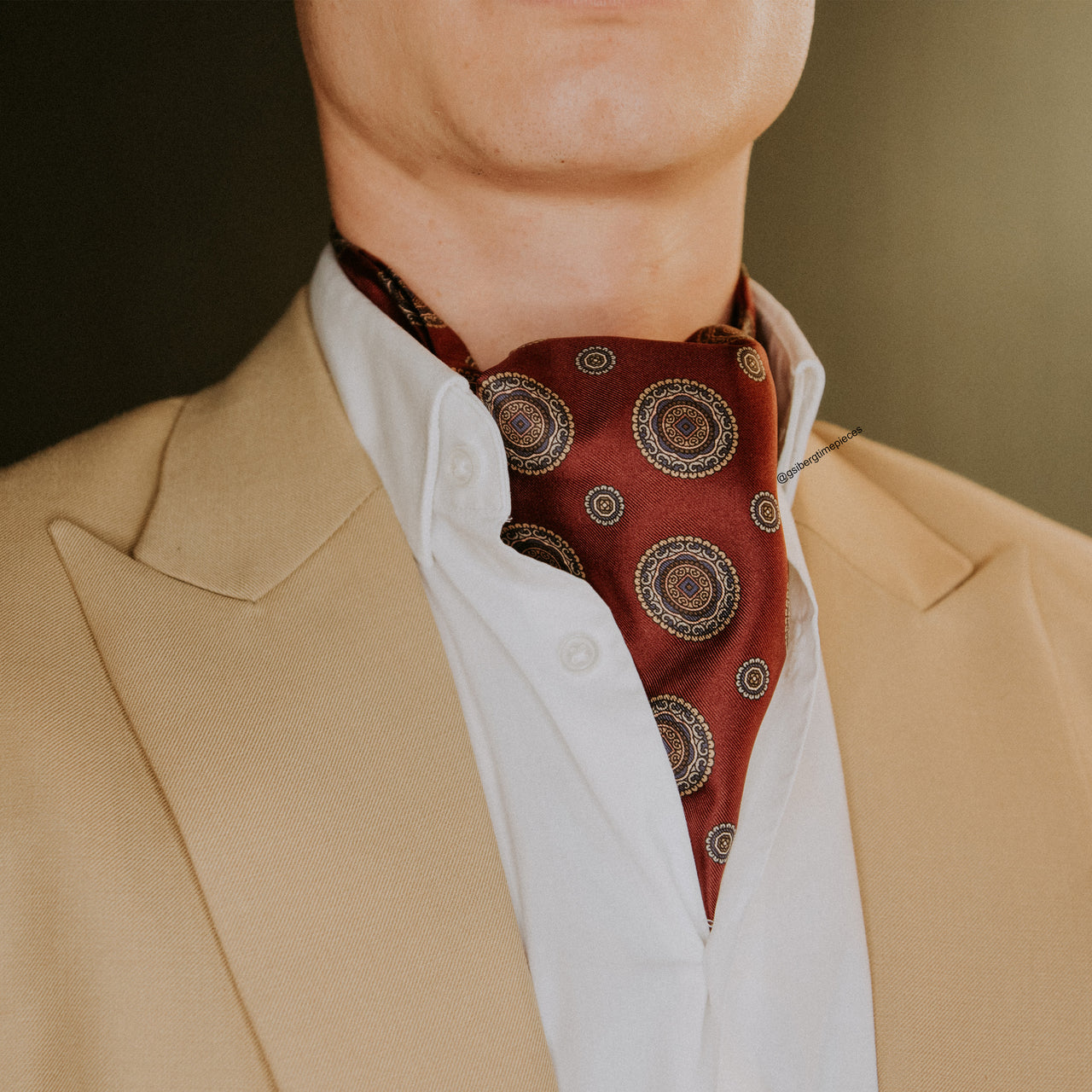 100% Silk ASCOT Alter Knabe - ROSSO CILIEGIA